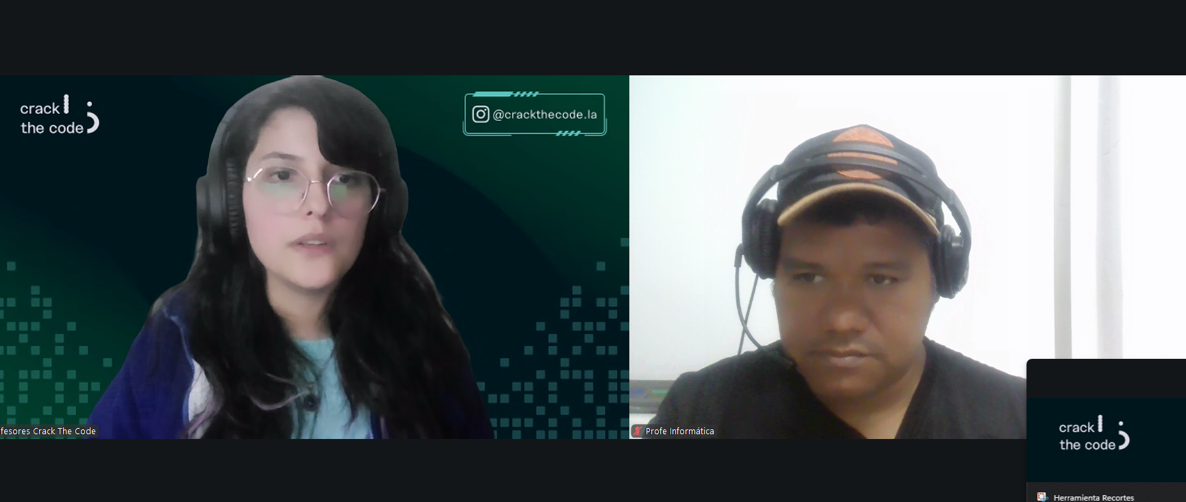 Encuentro virtual con la científica de datos y un integrante del equipo